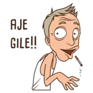 🙄 AJE GILE!! desenho animado, personagem, homem, fumando whatsapp sticker