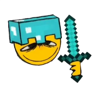 👹 Minecraft Minecraft, Diamantschwert, Emoticon, Videospiel, Helm telegram sticker