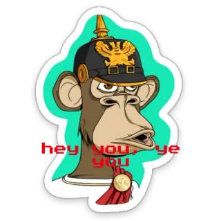 😂 hey you, ye you khỉ, mũ bảo hiểm Đức, sĩ quan, quân đội, NFT whatsapp sticker