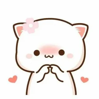 😋 chat, mignon, kawaii, adorable, autocollant, coeur, rose, fleur whatsapp sticker