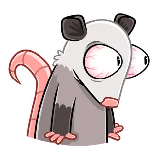 😠 Zarigüeya, Tlacuache, Dibujo animado, Animal, Pegatina, Divertido, Ojos whatsapp sticker