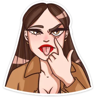 👁 donna, cartone animato, adesivo, lingua, espressione, atteggiamento whatsapp sticker