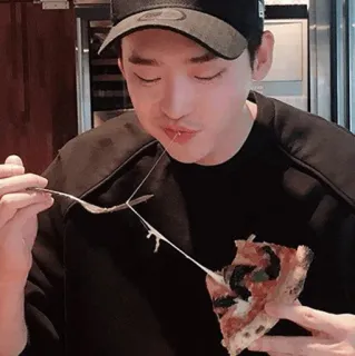 🥀 pizza, food, eating, man, cheese telegram sticker