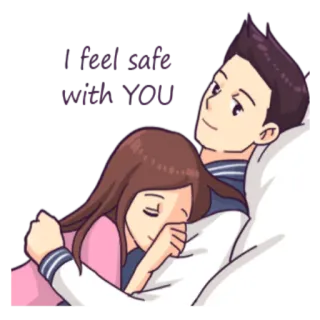 😌 I feel safe with you couple, love, cute, romance telegram sticker