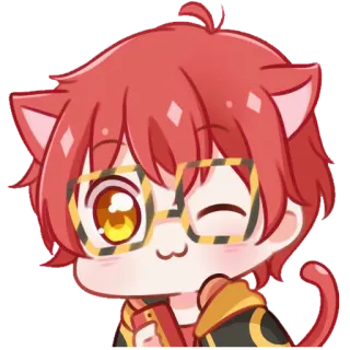 😉 Seven anime, chibi, cute, cat, glasses telegram sticker