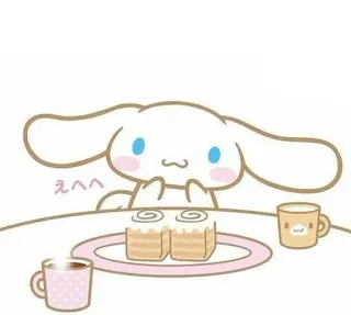 🌟 Cinnamoroll えへへ cinnamoroll, sanrio, süß, kawaii, dessert, essen, anime telegram sticker
