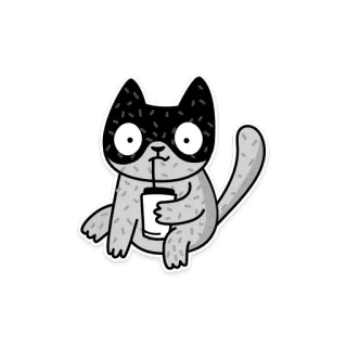 😳 고양이, 스티커, 동물, 음료, 귀여운, 만화 telegram sticker