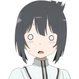 😶 anime, scioccata, spaventata, espressione, ragazza, cartone animato telegram sticker