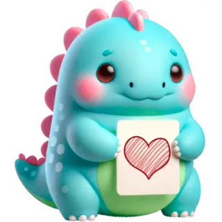 ❤️ ไดโนเสาร์, น่ารัก, การ์ตูน, หัวใจ, สัตว์, สติกเกอร์ whatsapp sticker