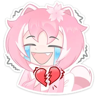 💔 anime, tan vỡ, khóc, buồn, hoạt hình, hồng, kawaii telegram sticker