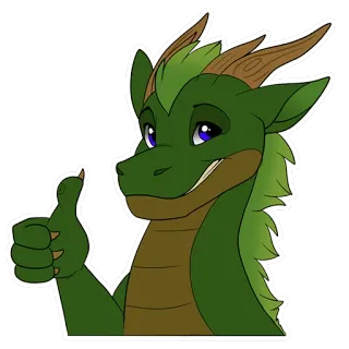👍 Drache, Cartoon, Tier, Daumen hoch, Niedlich, Sticker telegram sticker