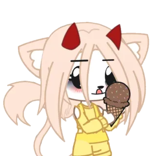 🍦 desenho animado, sorvete, personagem, chifres de diabo, anime telegram sticker