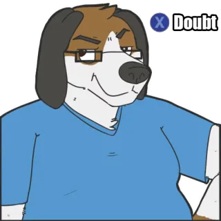 ❌ Doubt dog, doubt, expression, smug, cartoon whatsapp sticker