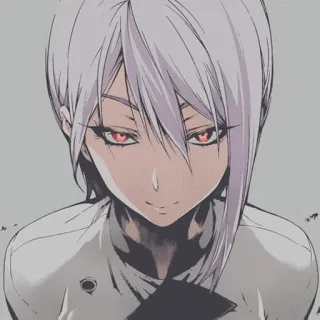 😈 Anime, Ragazza, Capelli bianchi, Occhi rossi, Ritratto, Manga telegram sticker