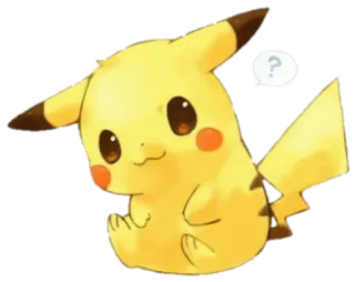 ❔ Pikachu Pokemon ปิกาจู, โปเกมอน, คำถาม, สัตว์, น่ารัก, สีเหลือง telegram sticker