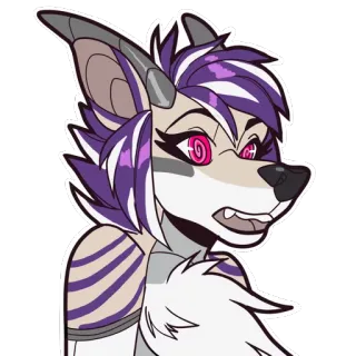 😶 Furry, Lupo, Animale, Cartone animato, Viola, Bianco, Arte, Personaggio telegram sticker
