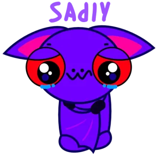 😢 SADIY triste, chorando, roxo, desenho animado, fofo telegram sticker