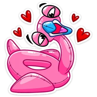 ❤️ cartoon, pink, hearts, love, cute, goose whatsapp sticker