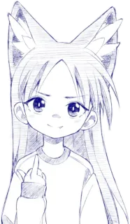 🖕 Anime, Jari tengah, Ofensif, Telinga rubah, Sketsa, Kartun telegram sticker
