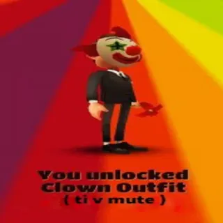 ⛄ You unlocked Clown Outfit (ti v mute) Klaun, Strój, Gra, Postać, Odblokuj telegram sticker