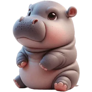 🙁 하마, 만화, 귀여운, 동물, 포유류, 야생 동물 telegram sticker