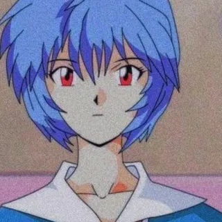 📓 Rei Ayanami Neon Genesis Evangelion Anime, Rei Ayanami, Evangelion, Charakter, blaue Haare, rote Augen, Waifu whatsapp sticker