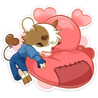 🥰 Cartoon, Kuh, Tier, Umarmung, Liebe, Süß, Herz, Figur, Zuneigung telegram sticker