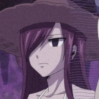 😒 Erza Scarlet Fairy Tail anime, Erza Scarlet, Fairy Tail, cartoon, woman, hat telegram sticker