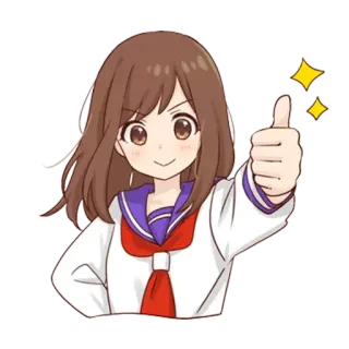 👍 Ragazza anime, Pollice in su, Carino, Uniforme scolastica, Positivo, Approvazione, Kawaii, Adesivo telegram sticker