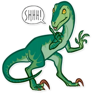 🤐 SHHH! 恐竜, ラプトル, シーッ, 静かに, 爬虫類 telegram sticker