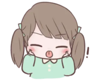 😝 menina, fofo, desenho animado, emoji, adesivo whatsapp sticker