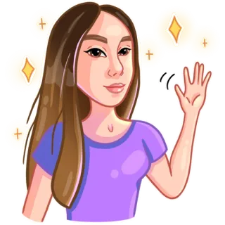 😊 kreskówka, dziewczyna, machanie, iskra, przyjazny, portret, kobieta telegram sticker