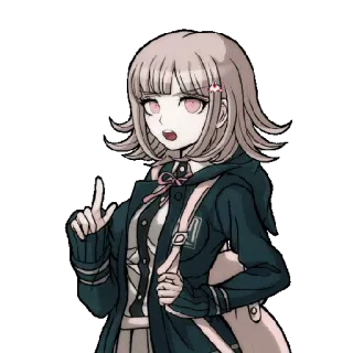 😤 Chiaki Nanami Danganronpa Anime, Jeu, Fille, Personnage, Rose, Mignon, Uniforme scolaire telegram sticker