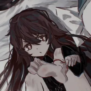 🍎 Anime, dziewczyna, ciemne włosy, leżąca, portret telegram sticker