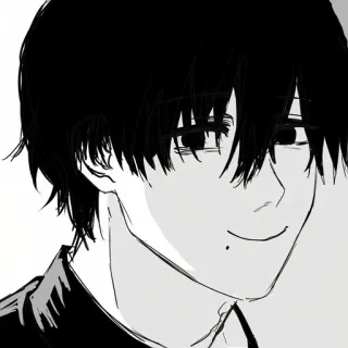 😈 Аниме, Манга, Персонаж, Портрет, Черно-белый telegram sticker