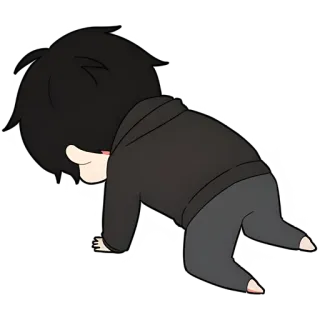 😵 cartoon, sad, tired, anime, lying, character telegram sticker