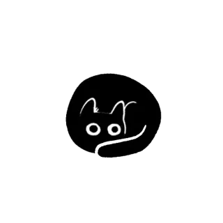 😺 cat, animal, black and white, cartoon, cute telegram sticker