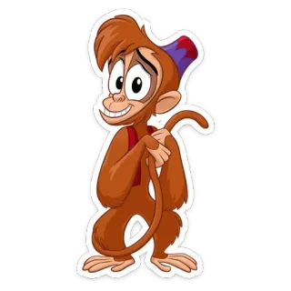 ☺️ Abu Aladdin อาบู, ลิง, อะลาดิน, ตัวละครดิสนีย์, การ์ตูน, สัตว์ telegram sticker