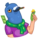 🤑 bird, money, cigar, dollars, rich, cartoon, wealth telegram sticker