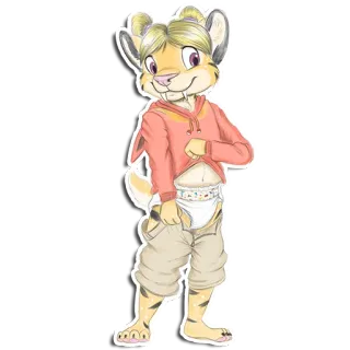 🩲 เฟอร์รี่, มานุษยรูปนิยม, สัตว์, การ์ตูน, ตัวละคร, ผ้าอ้อม telegram sticker