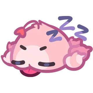 😴 잠자는, 만화, 귀여운, 분홍색, 게으른, 피곤한, 애니메이션, 스티커 telegram sticker