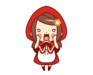 😲 Little Red Riding Hood Anime, Desenho animado, Fofo, Vermelho, Capuz, Chorando, Triste, Medo telegram sticker