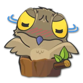 😑 coruja, sonolento, desenho animado, fofo, animal, pássaro whatsapp sticker