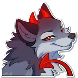 😈 wolf, furry, arrow, cartoon, red telegram sticker