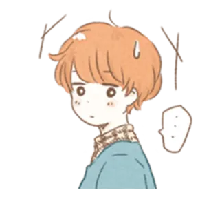 😅 Anime, Kreskówka, Chłopak, Pot, Myślenie, Ilustracja telegram sticker