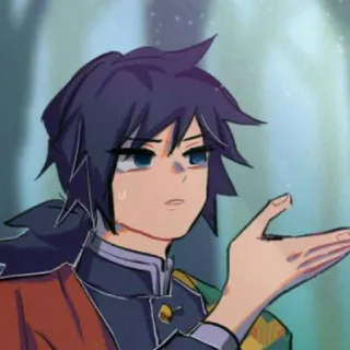 🌊 Giyu Tomioka Demon Slayer Аниме, Клинок рассекающий демонов, Гию Томиока, Персонаж, Мем, Смущенный, Указывает telegram sticker