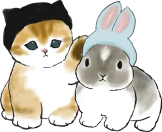 🐱 anak kucing, kucing, kelinci, kelinci, imut, hewan, hewan peliharaan telegram sticker