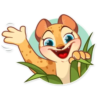 👋 cheetah, binatang, kartun, imut, ramah, melambai, stiker telegram sticker