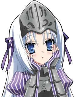 😮 Anime, Caballero, Casco, Chica, Armadura, Lindo telegram sticker