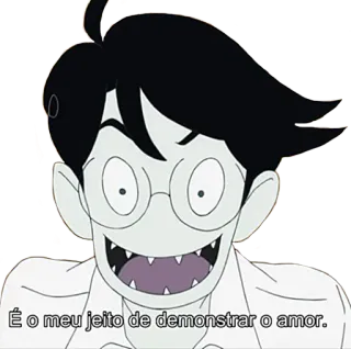 😇 É o meu jeito de demonstrar o amor. Anime, Dibujos animados, Monstruo, Hombre, Gafas, Texto, Expresión whatsapp sticker